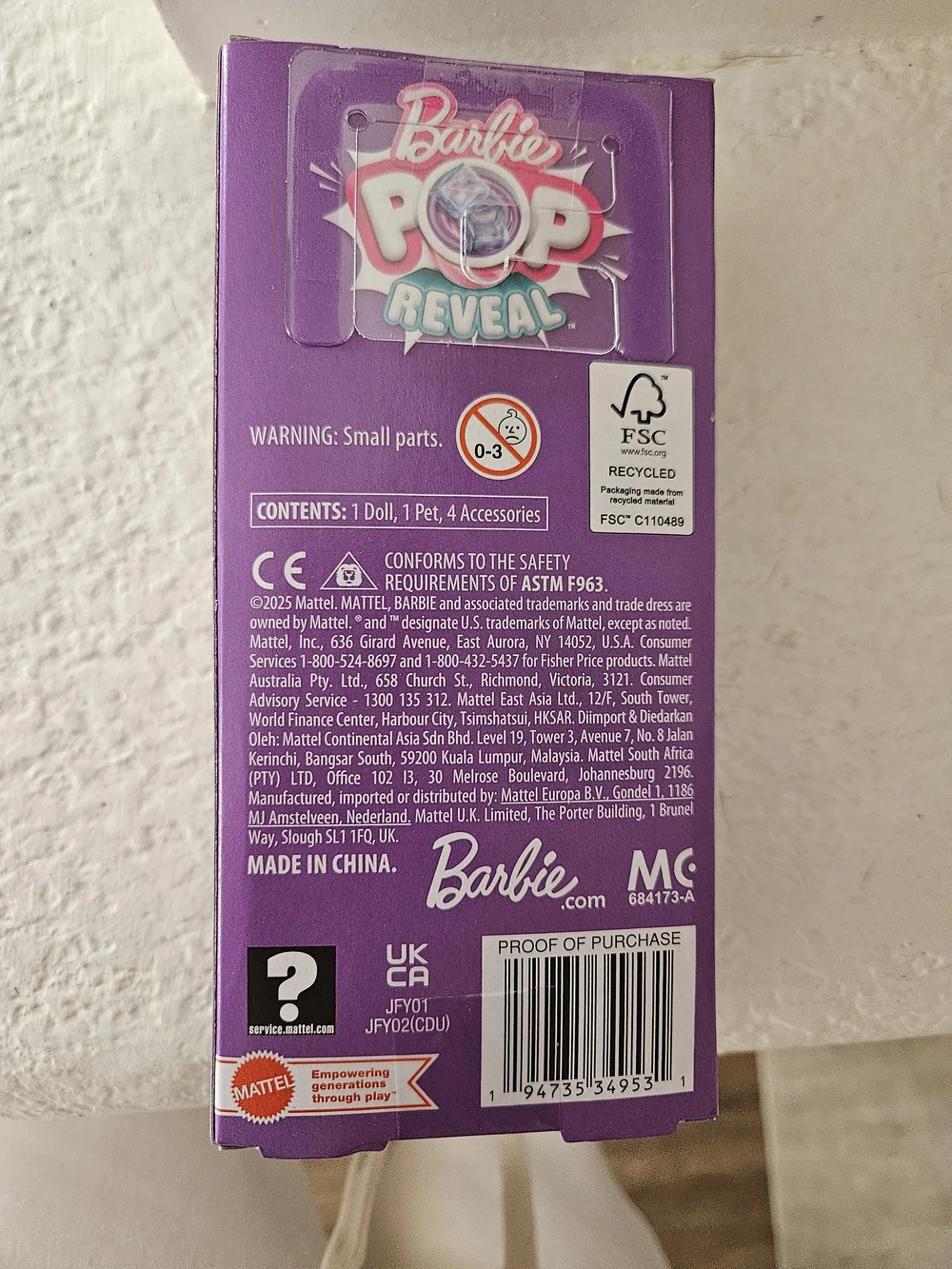 Barbie Pop Reveal Party Surprise Drink Pack - Purple & Pink